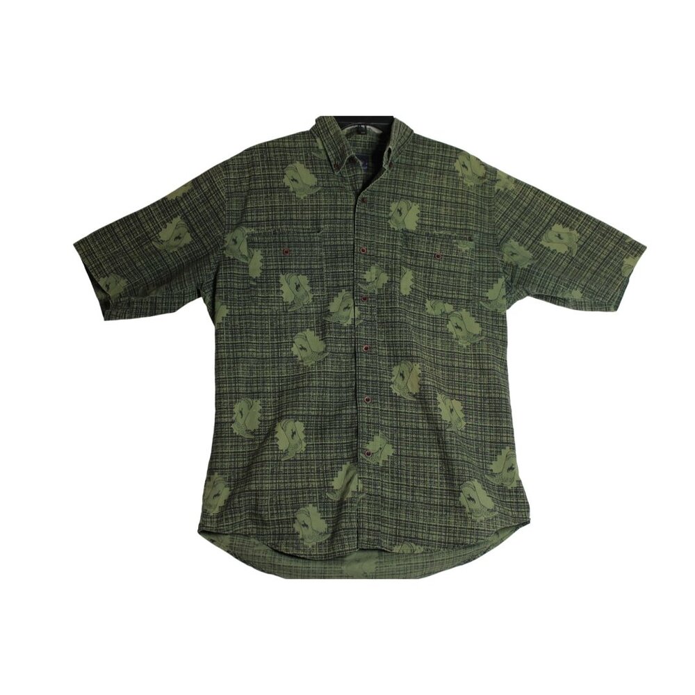 Roper Green Western Cowboy Boots  Button Up Shirt Mens Large